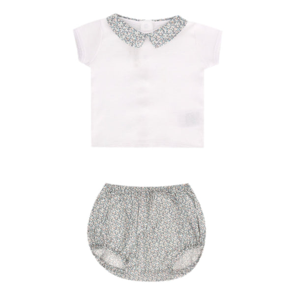 Bonpoint Baby Girl Cotton Top & Bloomer Set. Size 6M