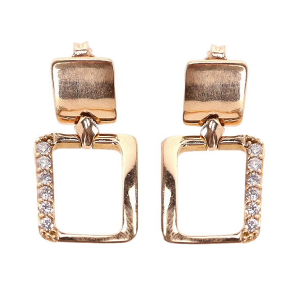 18k Rose Gold & Diamond Dangle Earrings