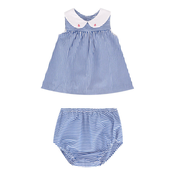 Jacadi Organic Cotton Striped Dress & Bloomer Set. Size 3M
