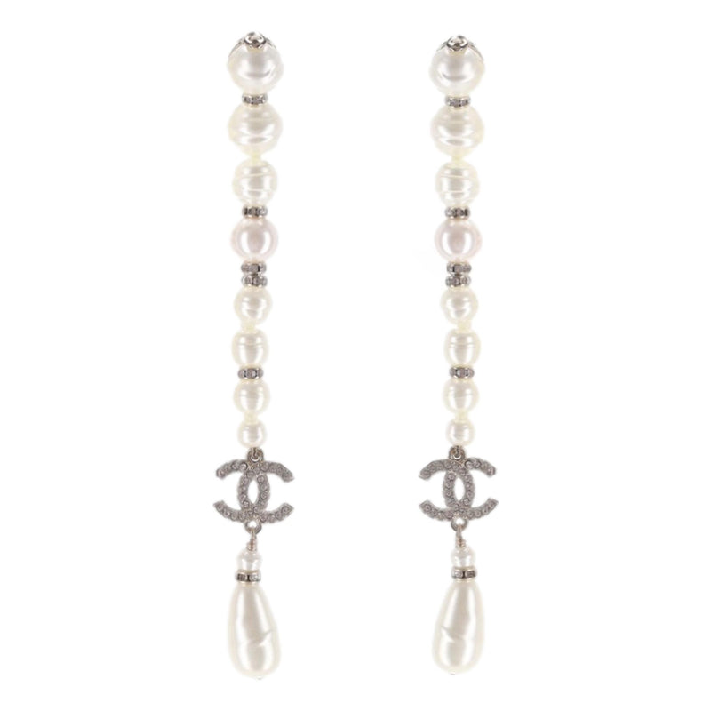 Chanel Pearl & Crystal 'CC' Logo Drop Earrings