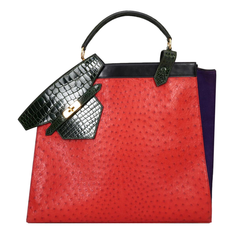 Hermes Vintage Ostrich & Crocodile Skin Himalaya Symbiose 43 Handbag