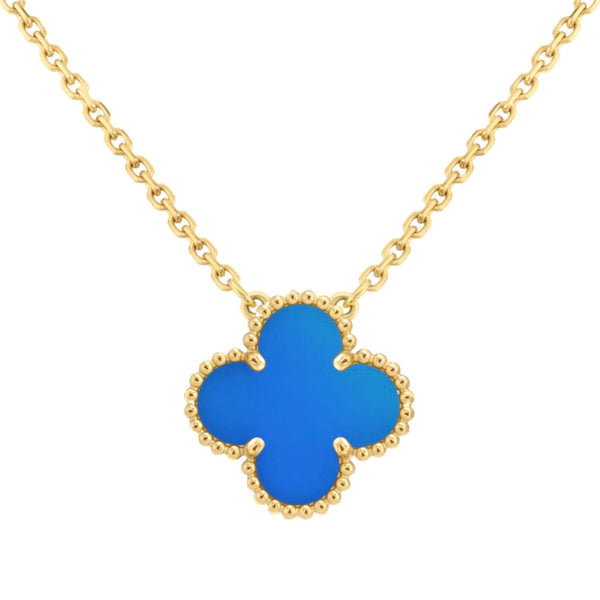 Van Cleef & Arples Vintage Alhambra Agate Motif & 18k Gold Pendant Necklace