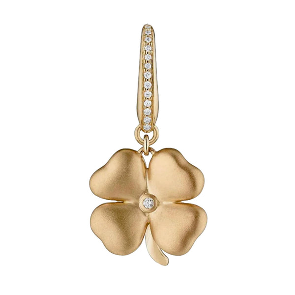 Asprey Woodland Clover Charm in 18k Gold & Diamond