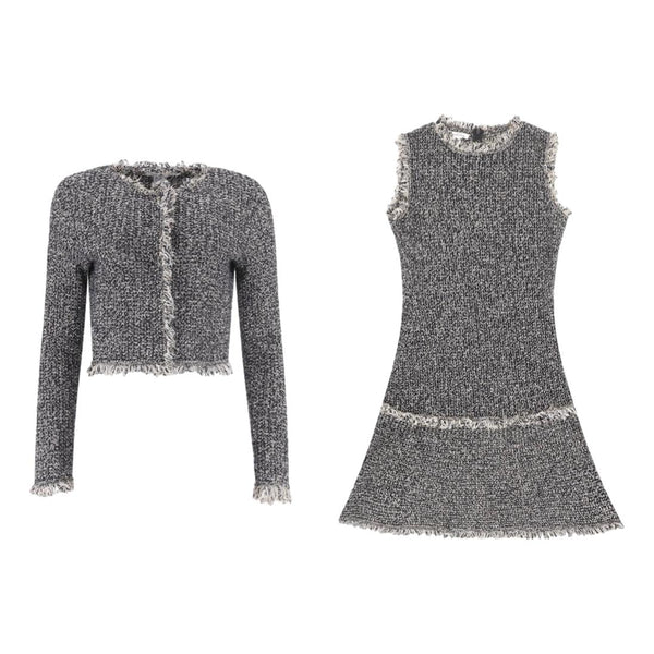 Oscar De La Renta Wool Boucle Dress & Jacket Two-Piece Set. Size S/M