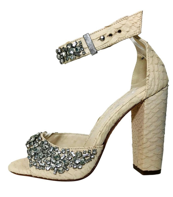 Alice and Olivia by Stacy Benet Heels Size 37 Snake Skin Embossed Crystal Embellishments Shush At The Wellington St Johns Wood London Buy Sell Consign Preloved Authentic Luxury Designer Ladies Shoes