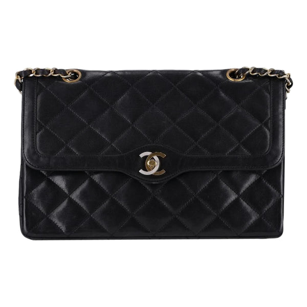 Chanel Vintage Quilted Leather Two Tone 'CC' Closure Double Flap Bag