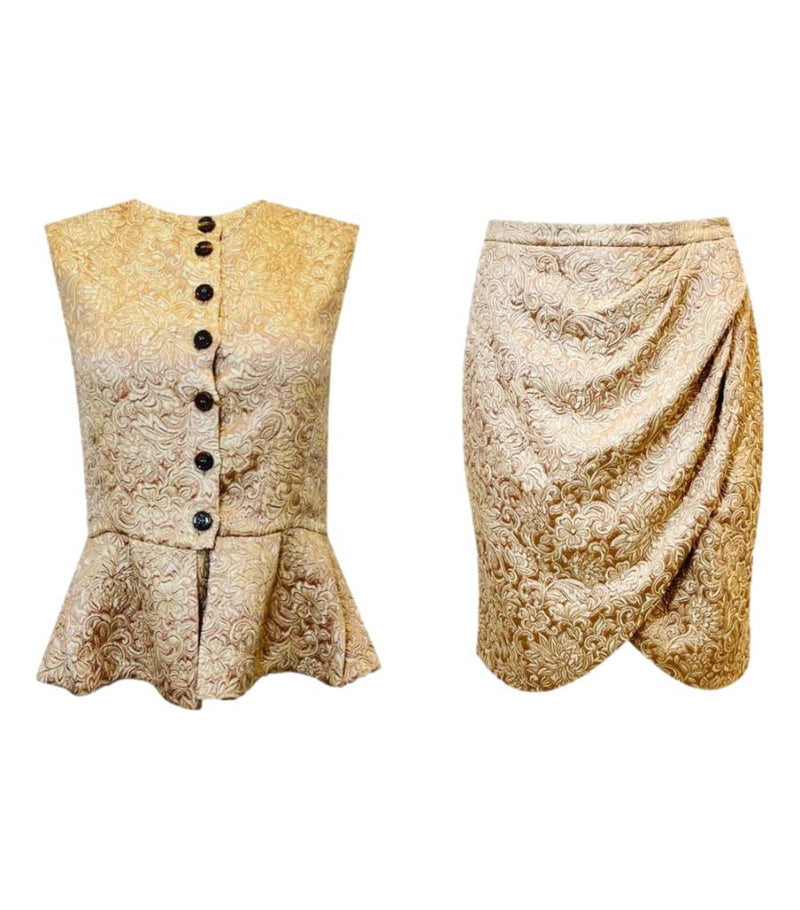 Christian Dior Silk Jacquard Two-Piece Top & Skirt. Size 40FR