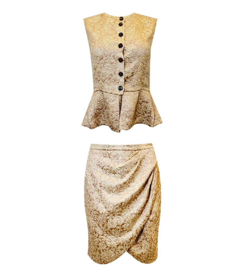 Christian Dior Silk Jacquard Two-Piece Top & Skirt. Size 40FR