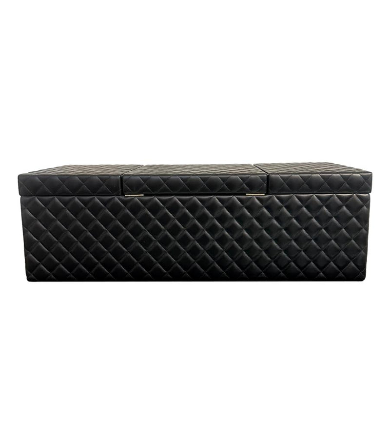 Chanel XL Leather Diamond Quilted Jewellery Trunk With Gold Keys & Storage Box