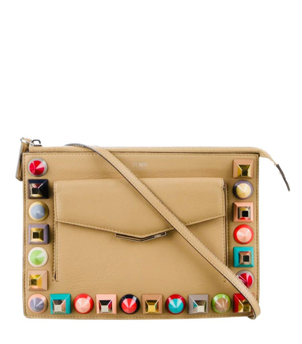 Fendi Rainbow Stud Leather Crossbody Bag