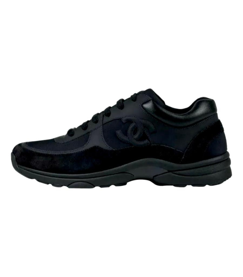 Chanel 'CC' Logo All Black Suede Sneakers. Size 35.5