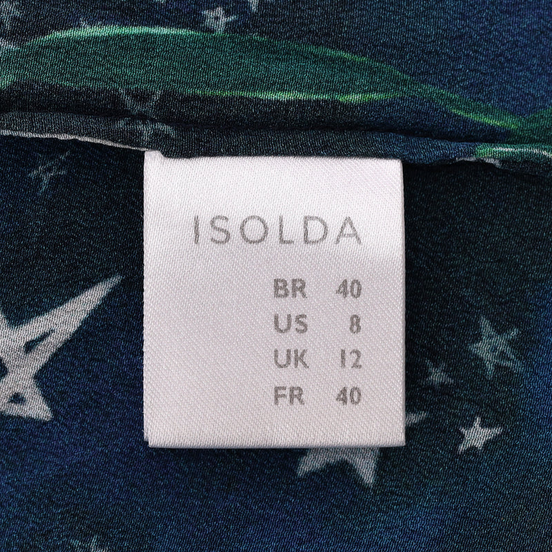 Isolda Off-The-Shoulder Ruffle Silk Dress. Size 40FR