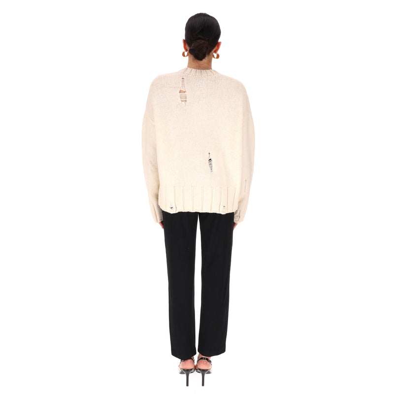 JW Anderson Globe Crystal-Embellished Fringed Sheep Wool Jumper. Size S