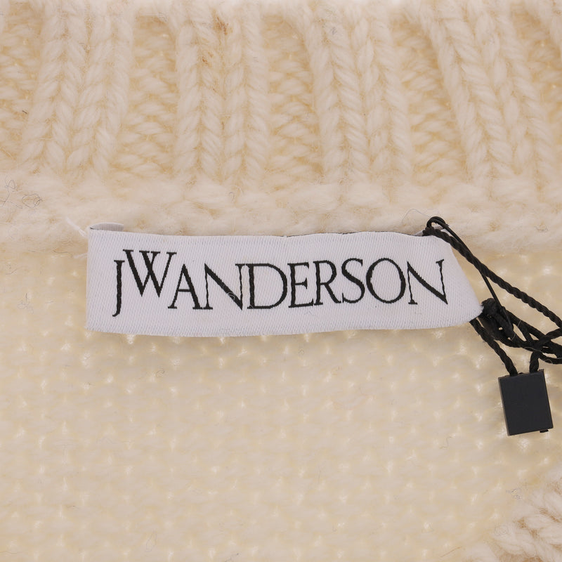 JW Anderson Globe Crystal-Embellished Fringed Sheep Wool Jumper. Size S