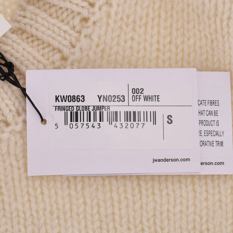 JW Anderson Globe Crystal-Embellished Fringed Sheep Wool Jumper. Size S