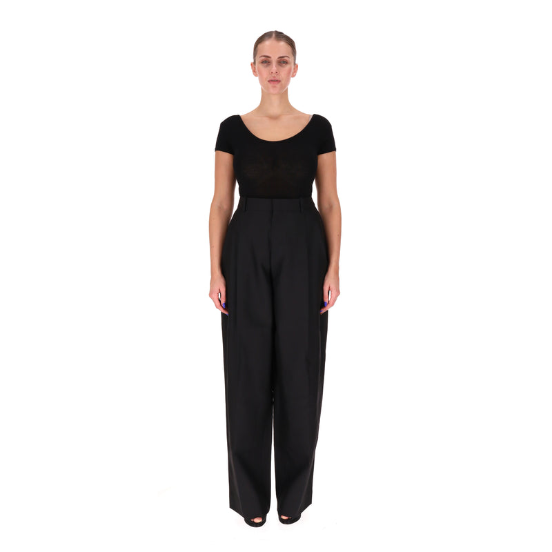 Jacquemus Wool & Silk Blend Wide-Leg Carrot Trousers. Size 44FR