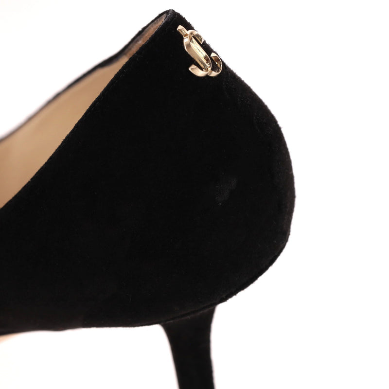 Jimmy Choo Love 85 Suede Heels With 'JC' Emblem. Size 39.5