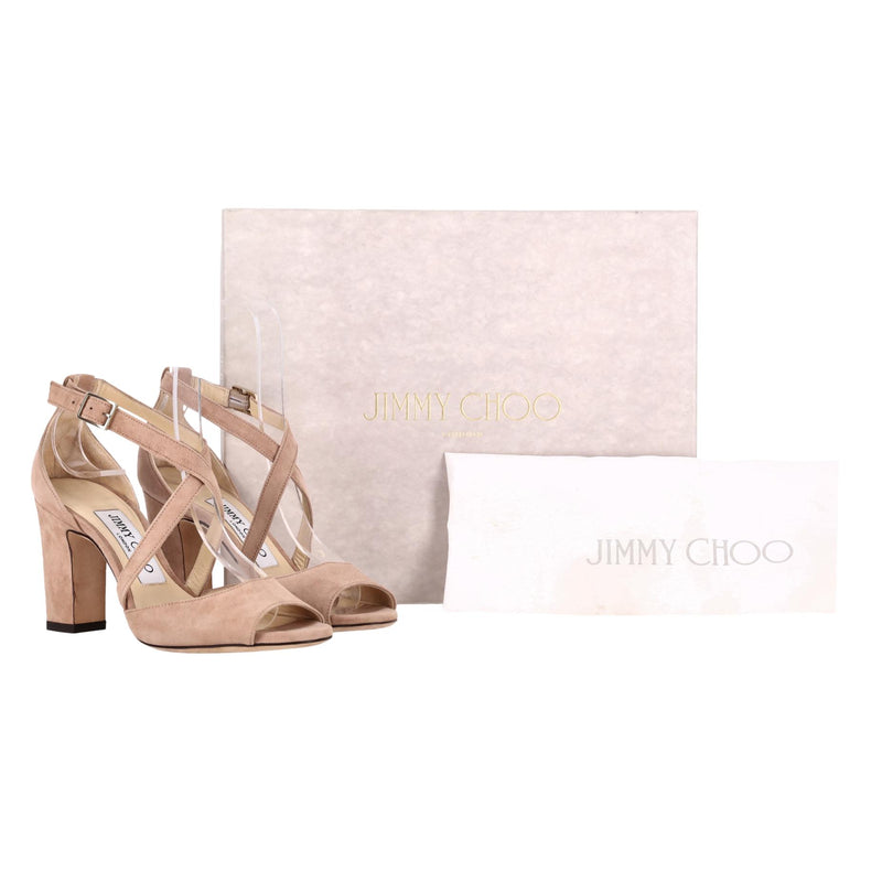 Jimmy Choo Carrie 65 Suede Sandals. Size 34