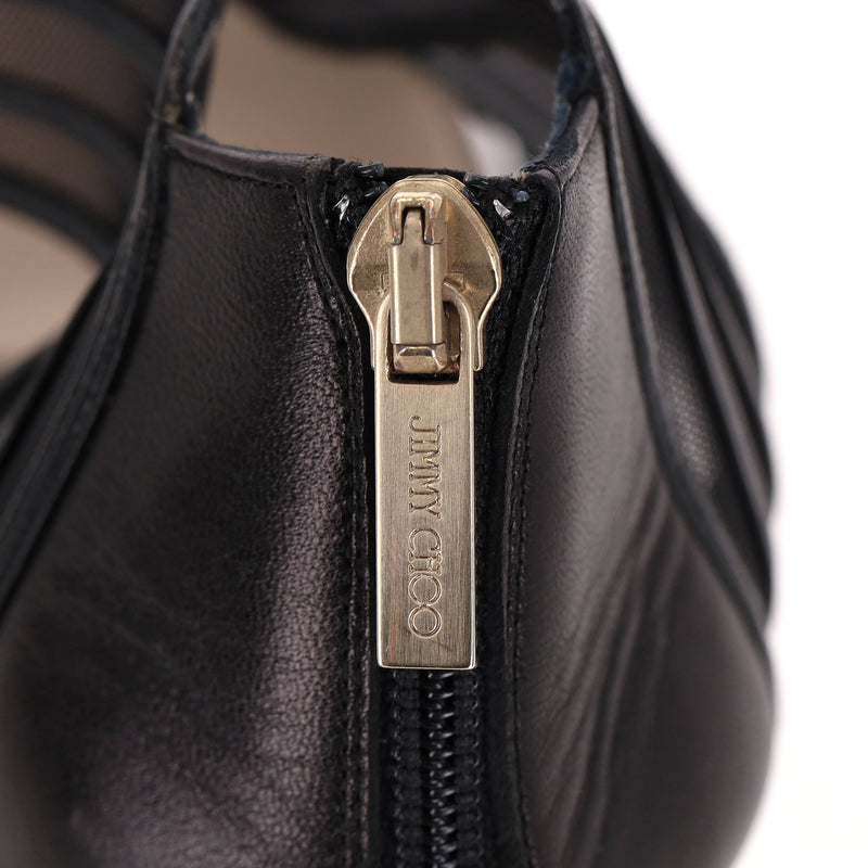 Jimmy Choo Leather & Mesh 'Mile' Sandals. Size 40