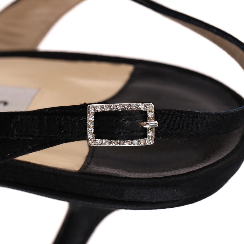 Jimmy Choo Satin Pumps With A Crystal Buckle. Size 40.5