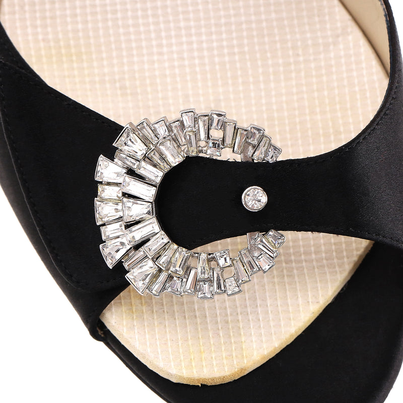 Jimmy Choo Satin Pumps With A Crystal Buckle. Size 40.5