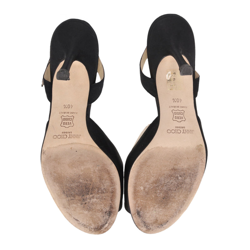 Jimmy Choo Satin Pumps With A Crystal Buckle. Size 40.5