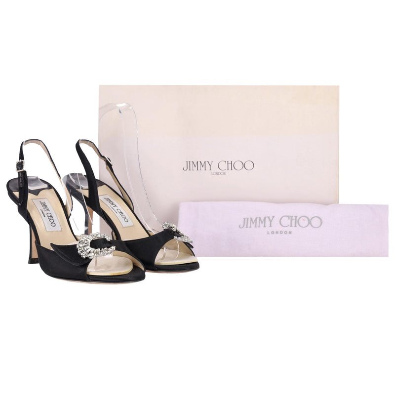 Jimmy Choo Satin Pumps With A Crystal Buckle. Size 40.5