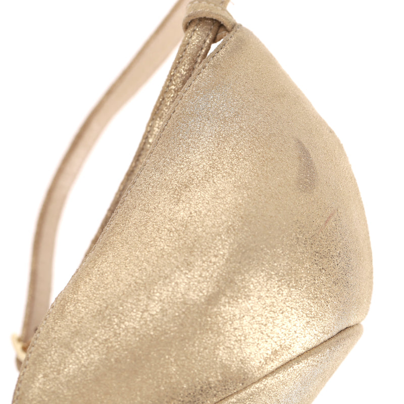 Jimmy Choo Polka-Dot Bow-Embellished Metallic Sandals. Size 39