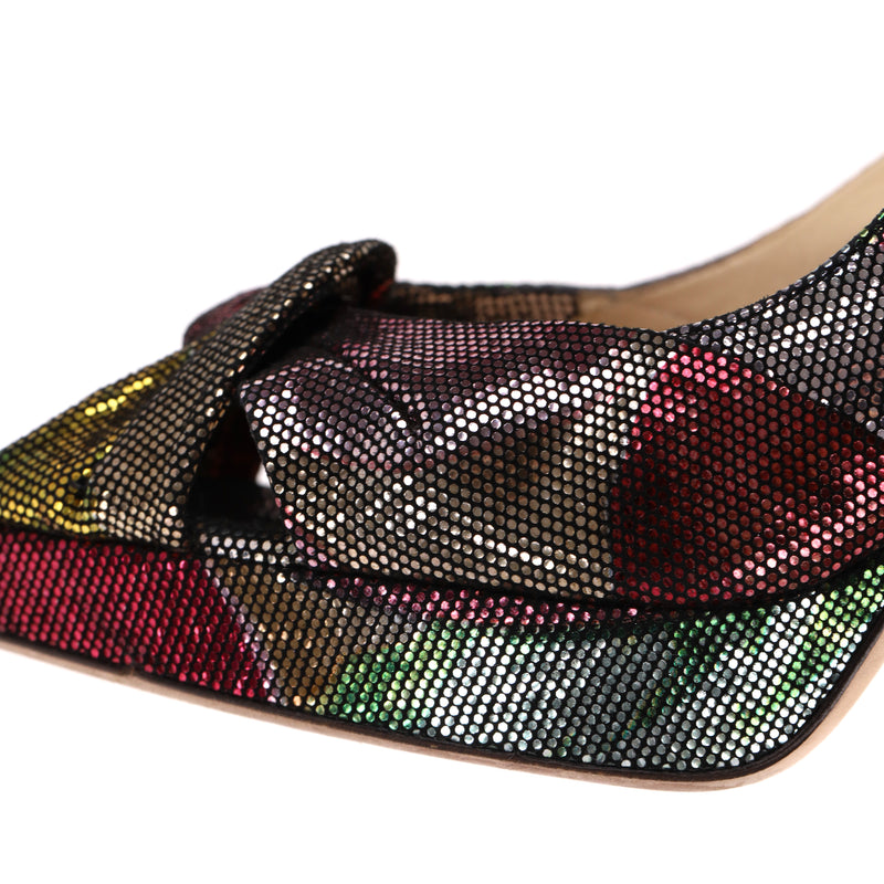 Jimmy Choo Metallic Peep-Toe Slingback Heels. Size 40