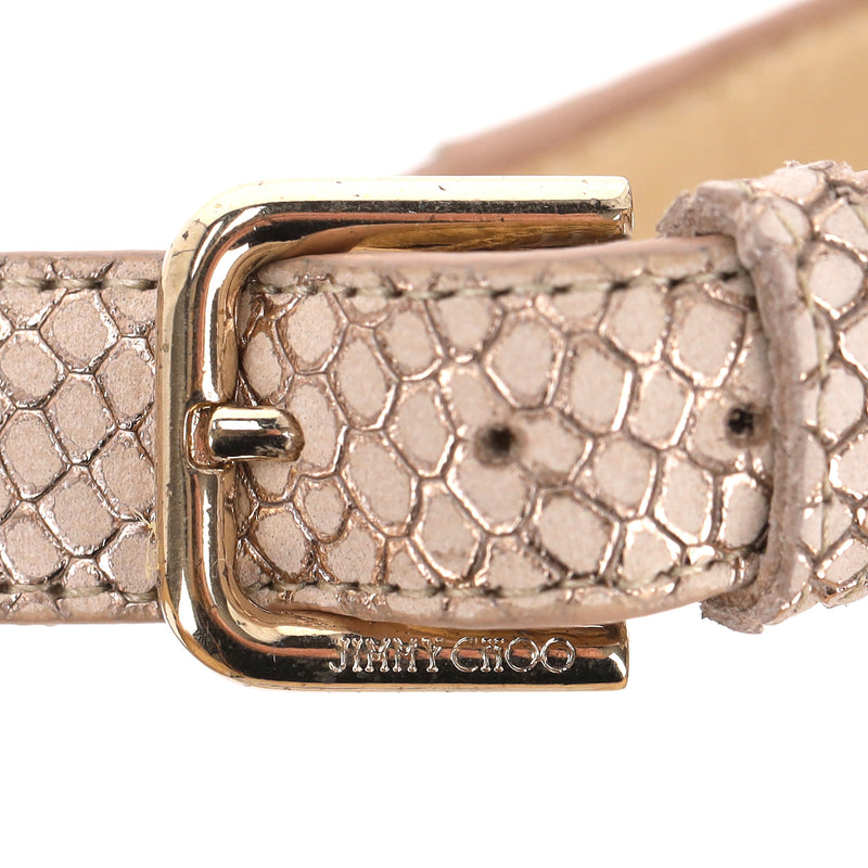 Jimmy Choo Textured Leather Emily Sandals. Size 34