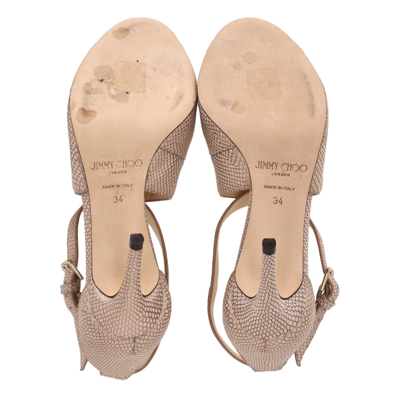 Jimmy Choo Textured Leather Emily Sandals. Size 34