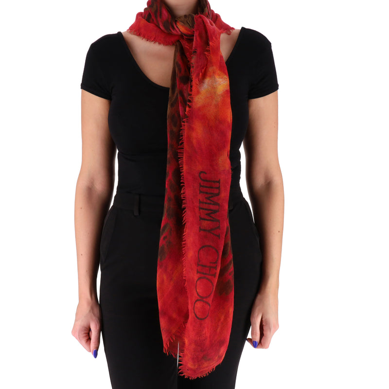 Jimmy Choo Silk & Cashmere Blend Leopard Print Scarf