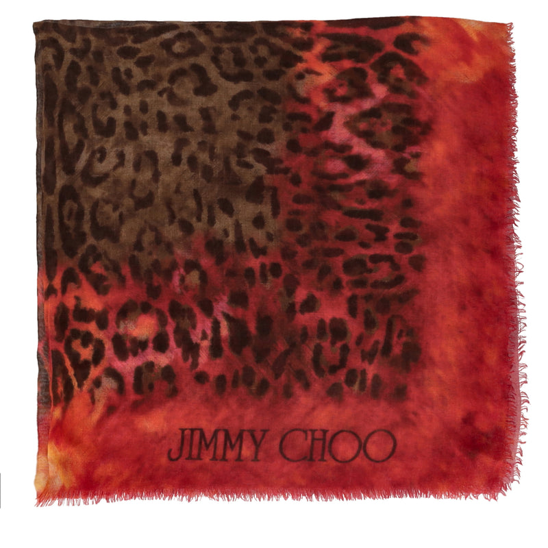 Jimmy Choo Silk & Cashmere Blend Leopard Print Scarf