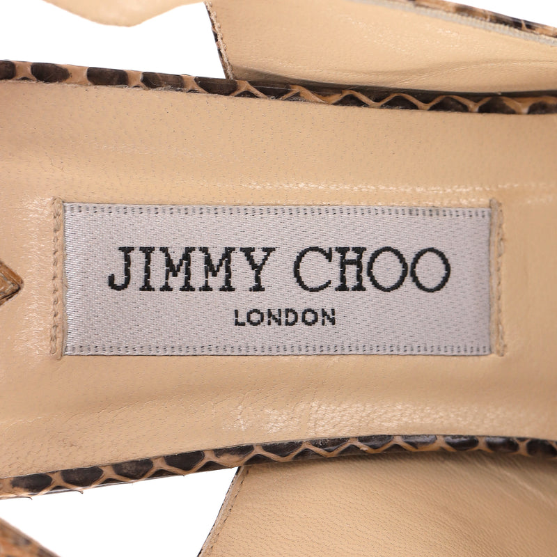 Jimmy Choo Nova Snakeskin Peep-Toe Pumps. Size 40.5