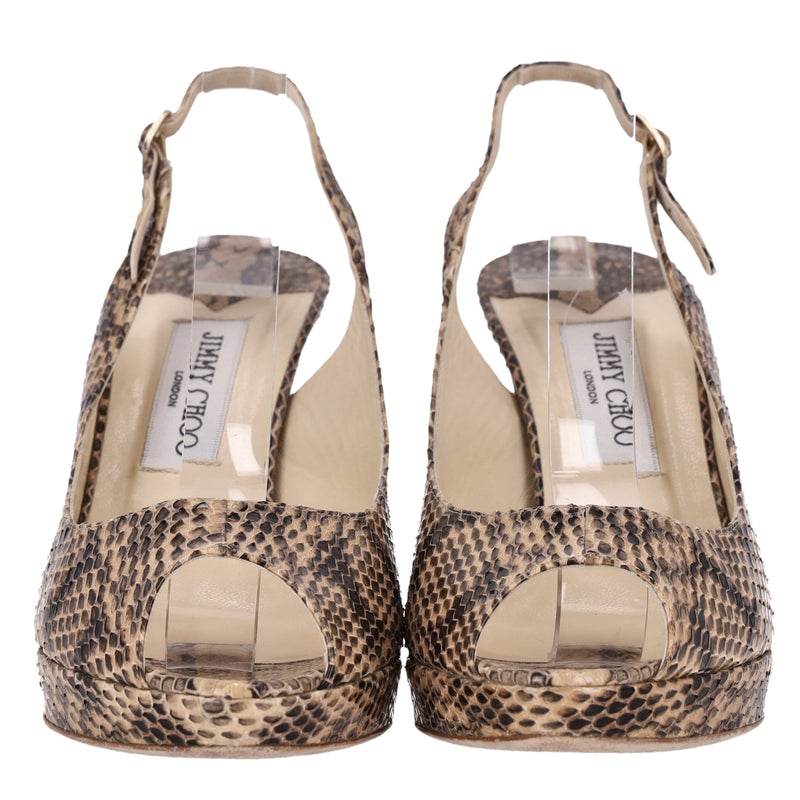 Jimmy Choo Nova Snakeskin Peep-Toe Pumps. Size 40.5