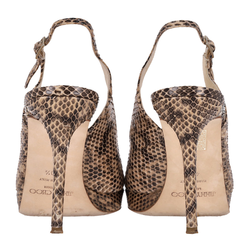 Jimmy Choo Nova Snakeskin Peep-Toe Pumps. Size 40.5