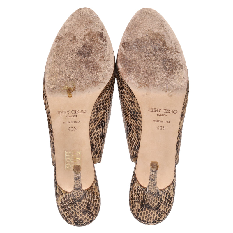 Jimmy Choo Nova Snakeskin Peep-Toe Pumps. Size 40.5