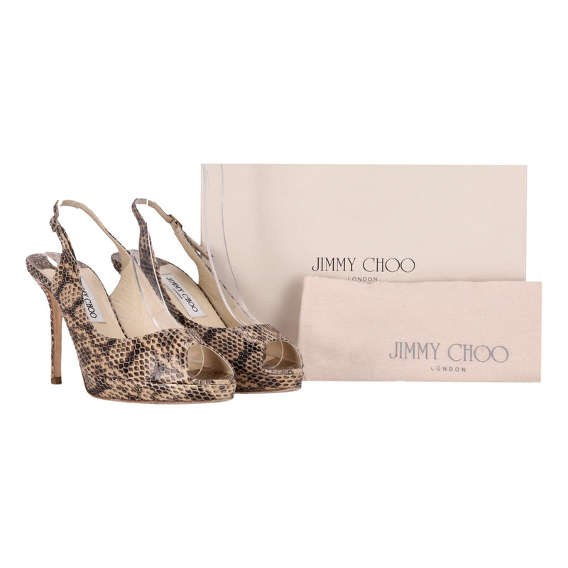Jimmy Choo Nova Snakeskin Peep-Toe Pumps. Size 40.5