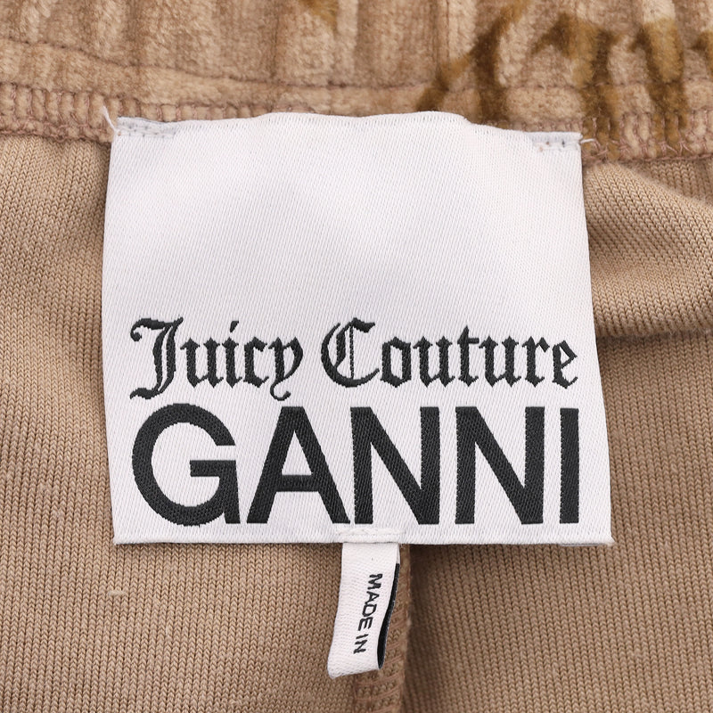 Ganni x Juicy Couture Y2K Velour Logo & Crystal Two-Piece Tracksuit Set. Size S