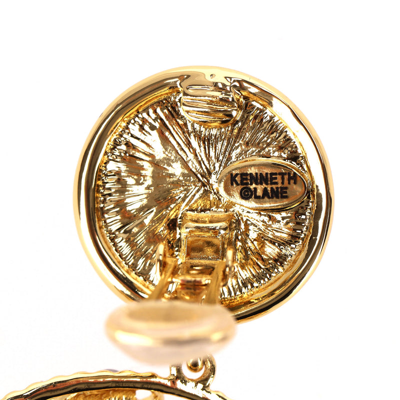 Kenneth Lane 22k Gold Plated Glass Crystal & Gemstone Clip-On Earrings