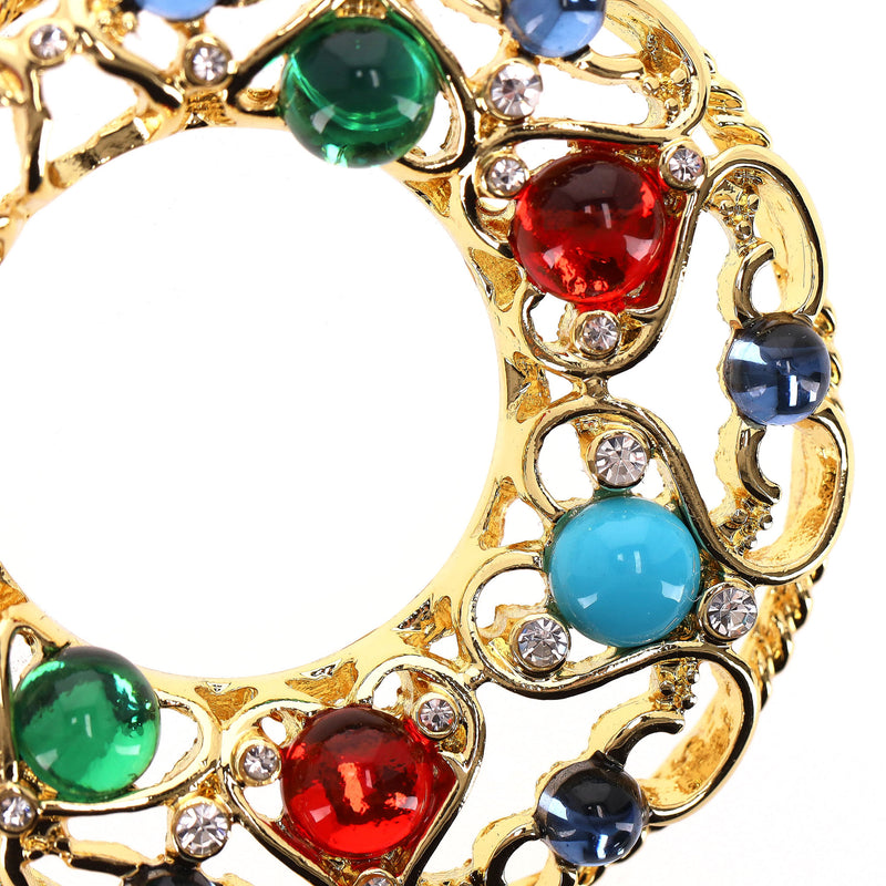 Kenneth Lane 22k Gold Plated Glass Crystal & Gemstone Clip-On Earrings