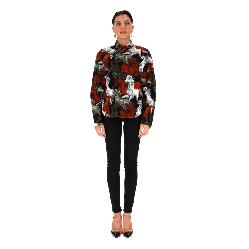 Kenzo Horse Print Cotton Shirt Jacket. Size 40FR