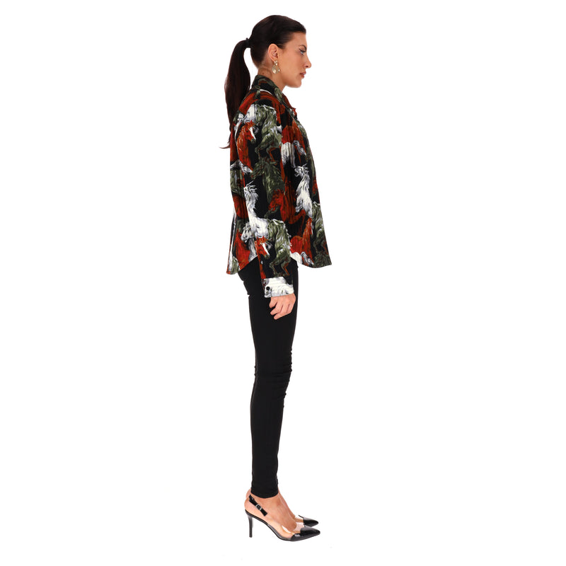 Kenzo Horse Print Cotton Shirt Jacket. Size 40FR