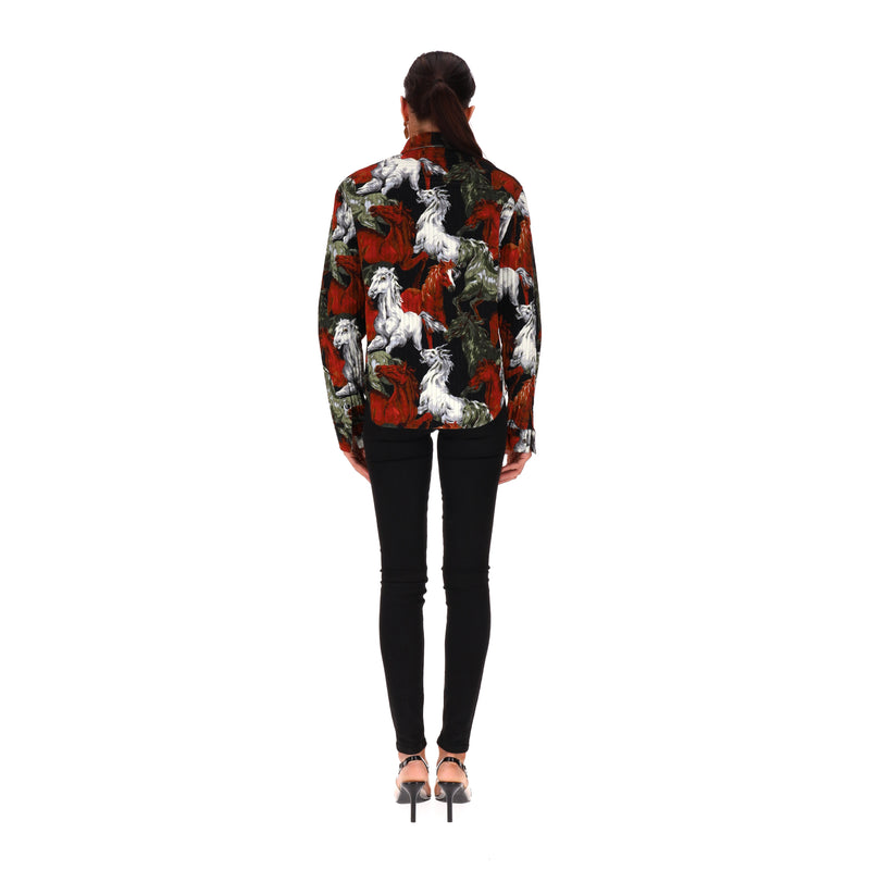 Kenzo Horse Print Cotton Shirt Jacket. Size 40FR