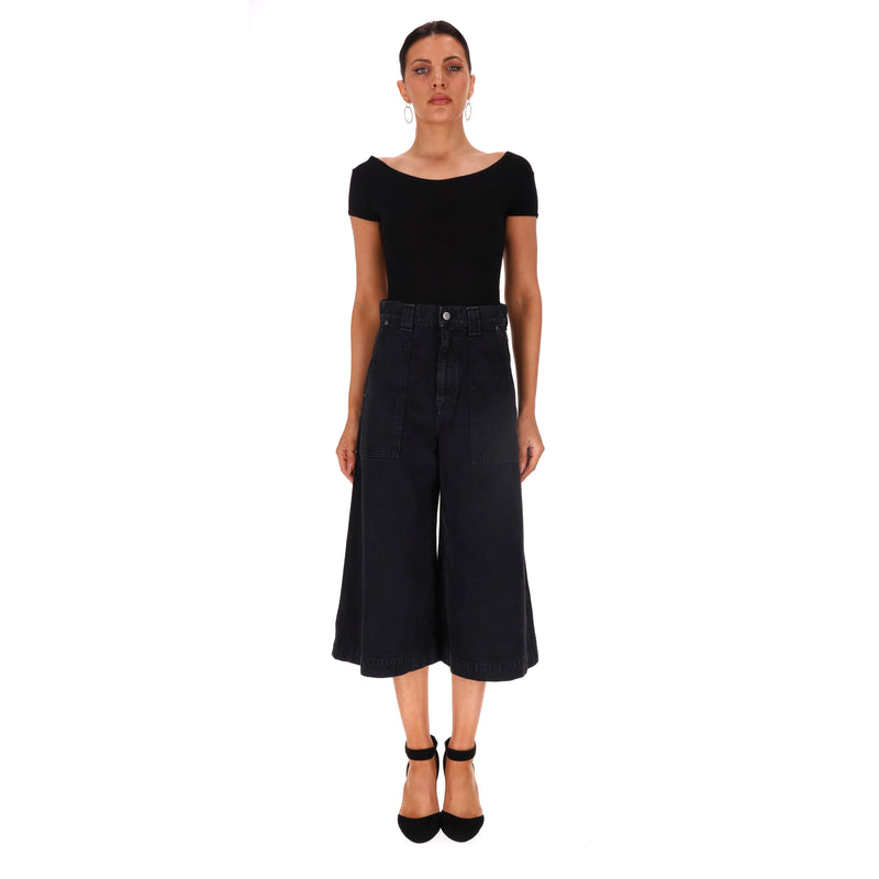 Khaite Denim Wide Leg Cropped Culottes. Size 27