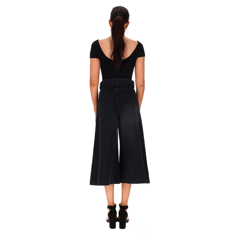 Khaite Denim Wide Leg Cropped Culottes. Size 27