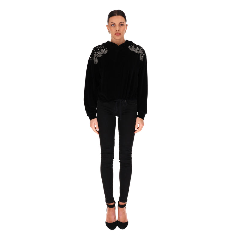 The Kooples X Sport Crystal Embellished Cotton Hoodie. Size 2