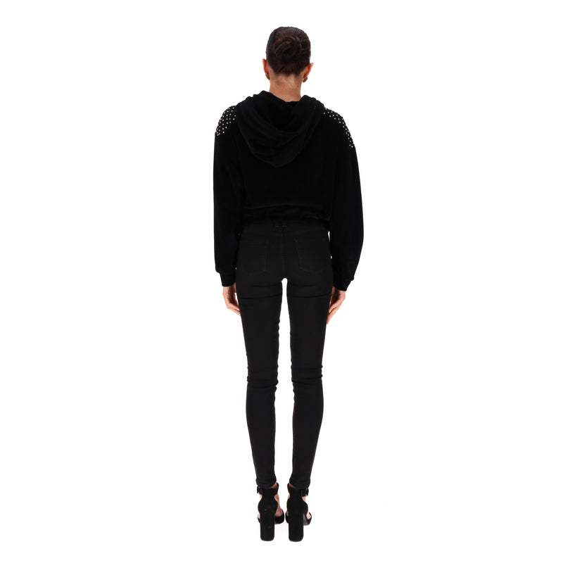 The Kooples X Sport Crystal Embellished Cotton Hoodie. Size 2