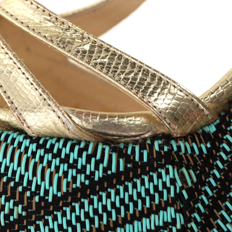 L.K. Bennett 'Lydia' Sandals With A Woven Wedge Heel. Size 39