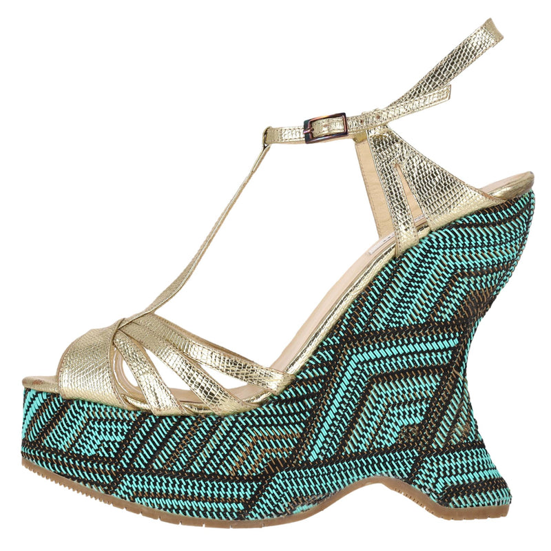 L.K. Bennett 'Lydia' Sandals With A Woven Wedge Heel. Size 39